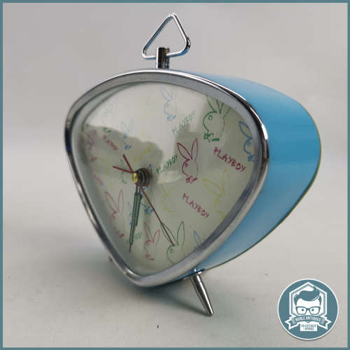 Original Working Vintage Playboy Wind Up Alarm Clock Blue Triangle!!!