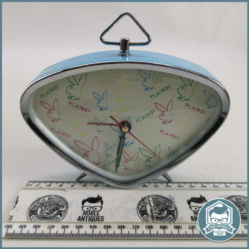 Original Working Vintage Playboy Wind Up Alarm Clock Blue Triangle!!!