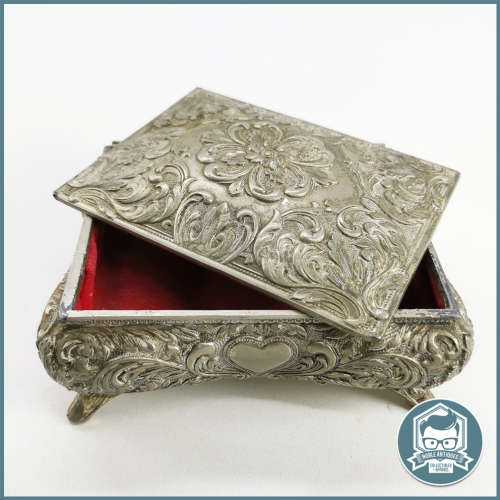 Highly Decorative Vintage Silver Plate Jewelry Box!!!