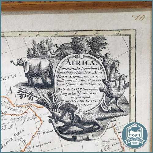 Large Antique Framed Map of Africa , 1717-1777