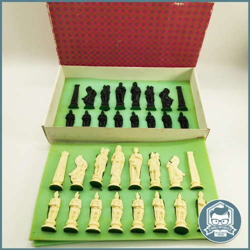 Large Vintage, Boxed Complete Roman Chess Set!!!