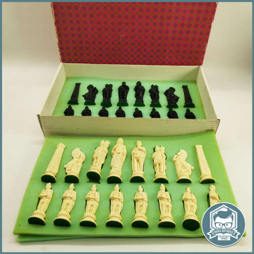 Large Vintage, Boxed Complete Roman Chess Set!!!