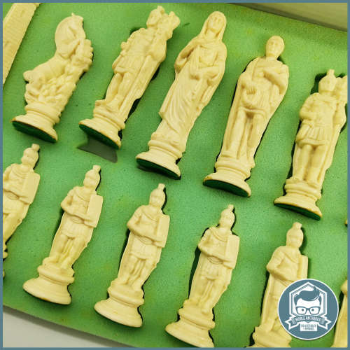 Large Vintage, Boxed Complete Roman Chess Set!!!