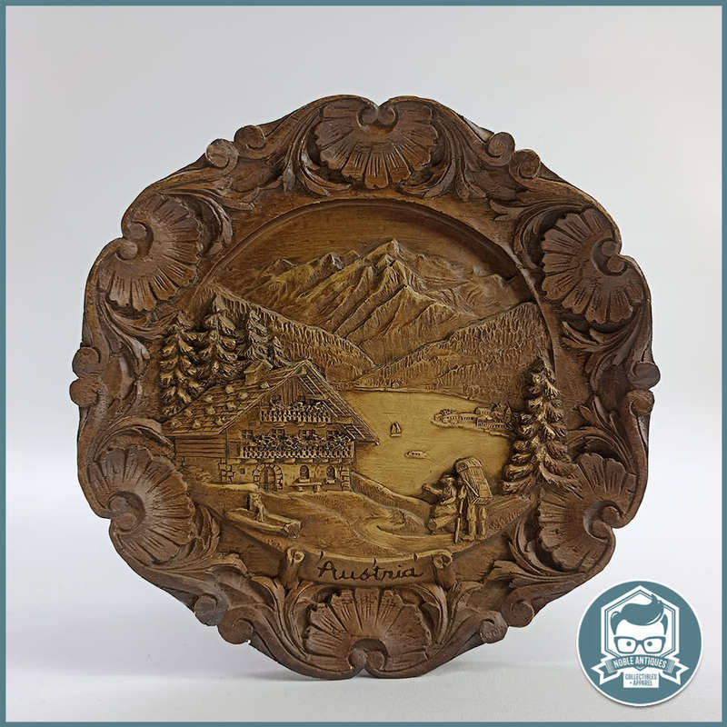 Highly Detailed Vintage German Wall Plaque `Austria` - Cast Material, Wood Finish!!!