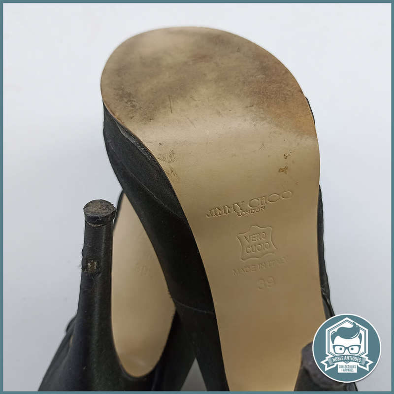 Original JIMMY CHOO Black Satin Bow Platform Slingback Pumps Size 6!!!