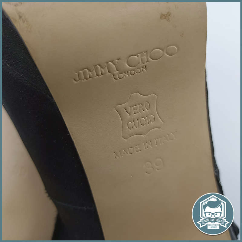 Original JIMMY CHOO Black Satin Bow Platform Slingback Pumps Size 6!!!