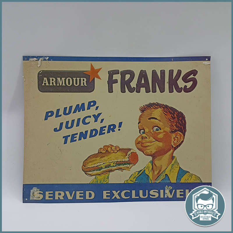 Embossed Armour franks hot dog Lithographed Sign !!!