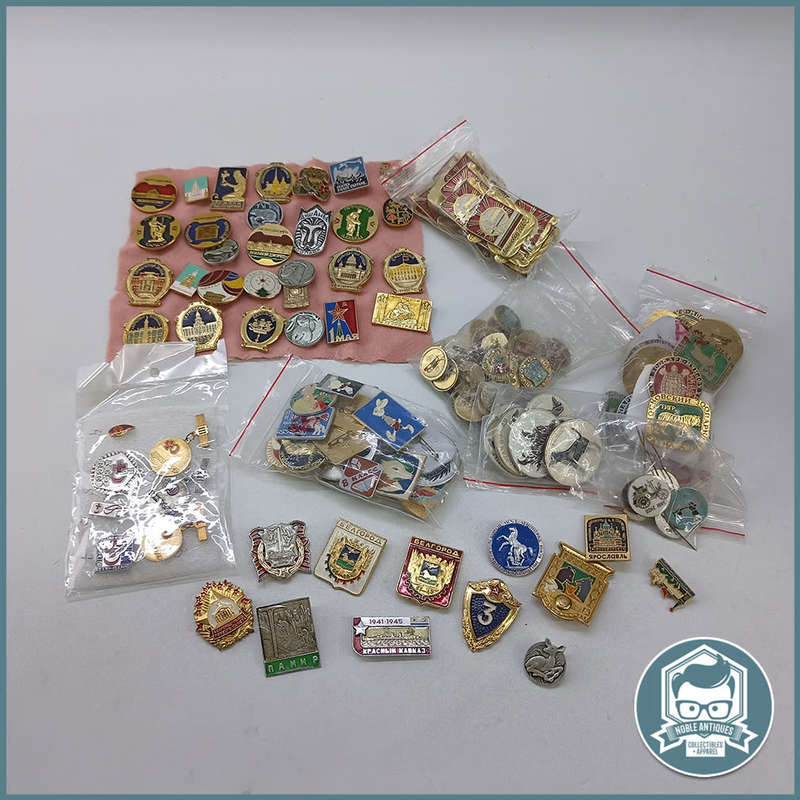 Vintage Soviet Union Russian Metal Pin Badge Collection - Bid For All !!!