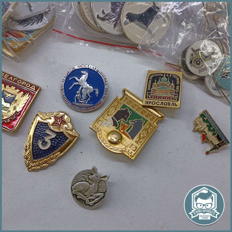 Vintage Soviet Union Russian Metal Pin Badge Collection - Bid For All !!!