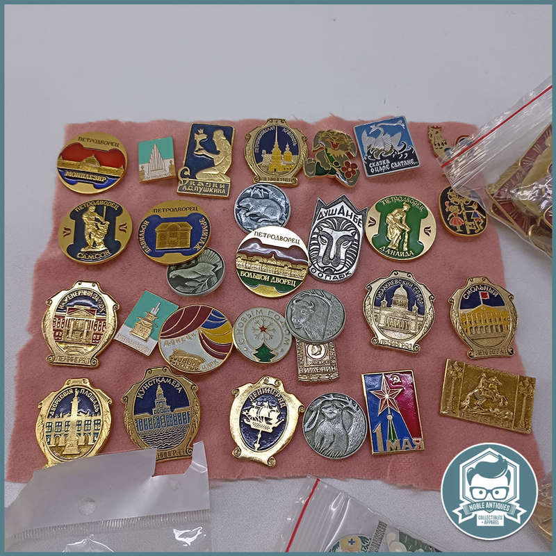 Vintage Soviet Union Russian Metal Pin Badge Collection - Bid For All !!!