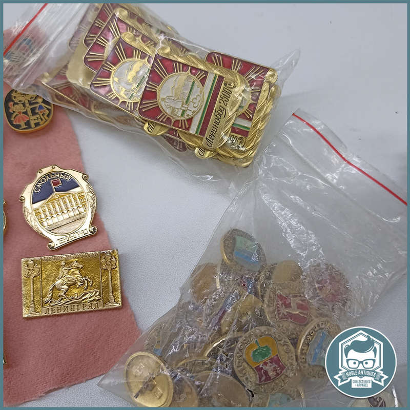 Vintage Soviet Union Russian Metal Pin Badge Collection - Bid For All !!!