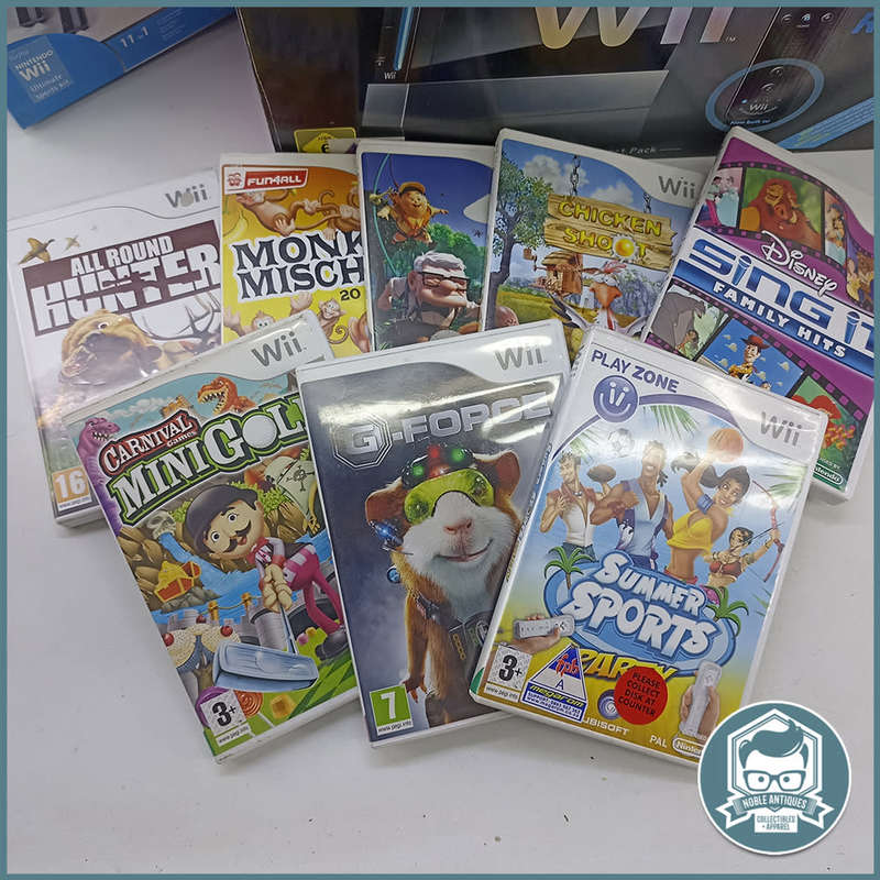Boxed NINTENDO WII BLACK With HAMA Accessory Kit and 8 Games !!!