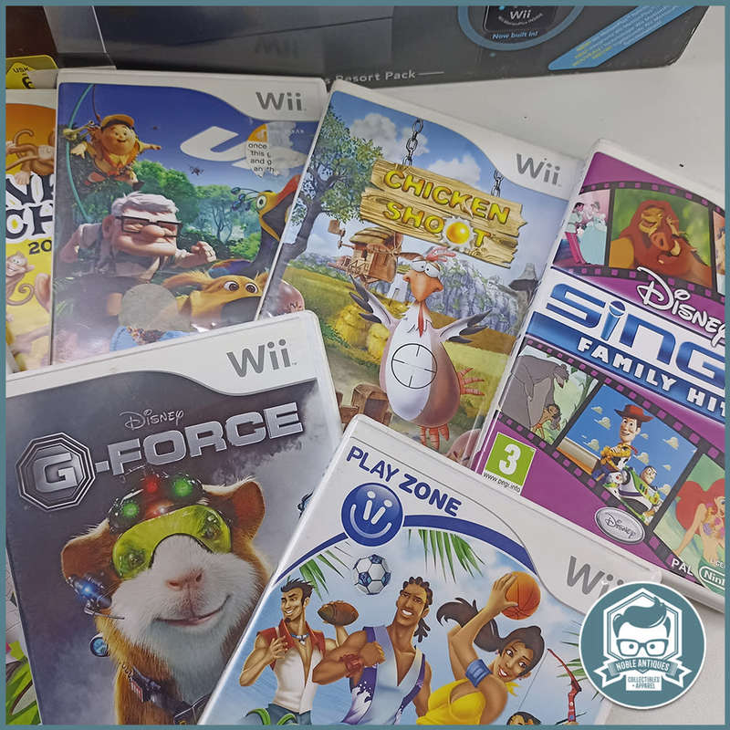 Boxed NINTENDO WII BLACK With HAMA Accessory Kit and 8 Games !!!