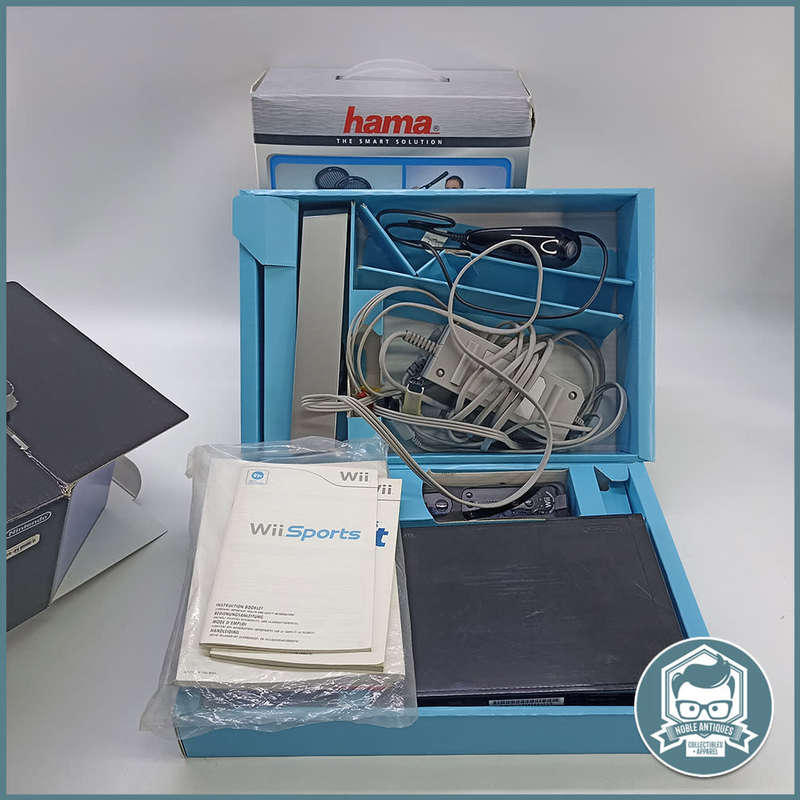 Boxed NINTENDO WII BLACK With HAMA Accessory Kit and 8 Games !!!