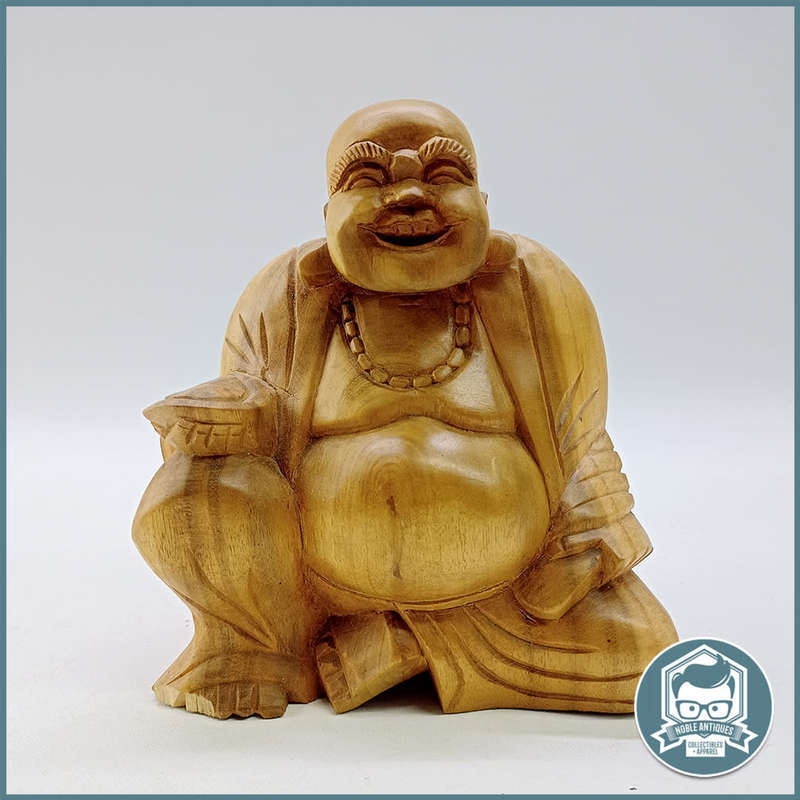Laughing Buddha Wood Carved Oriental Figure!!!
