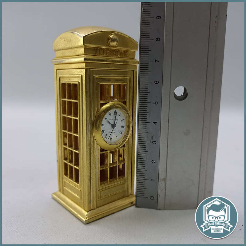 Miniature Park Lane Quartz Novelty Brass Desk Clocks British Phone Box Style!!!