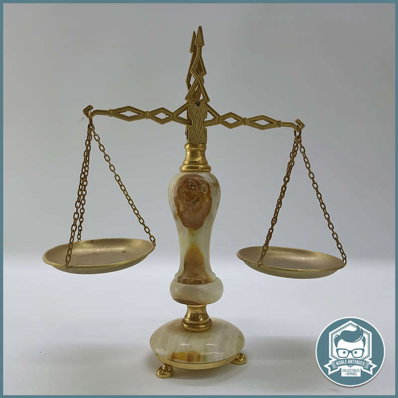 Vintage Italian Onix and Brass Footed Scale!!! 35cm