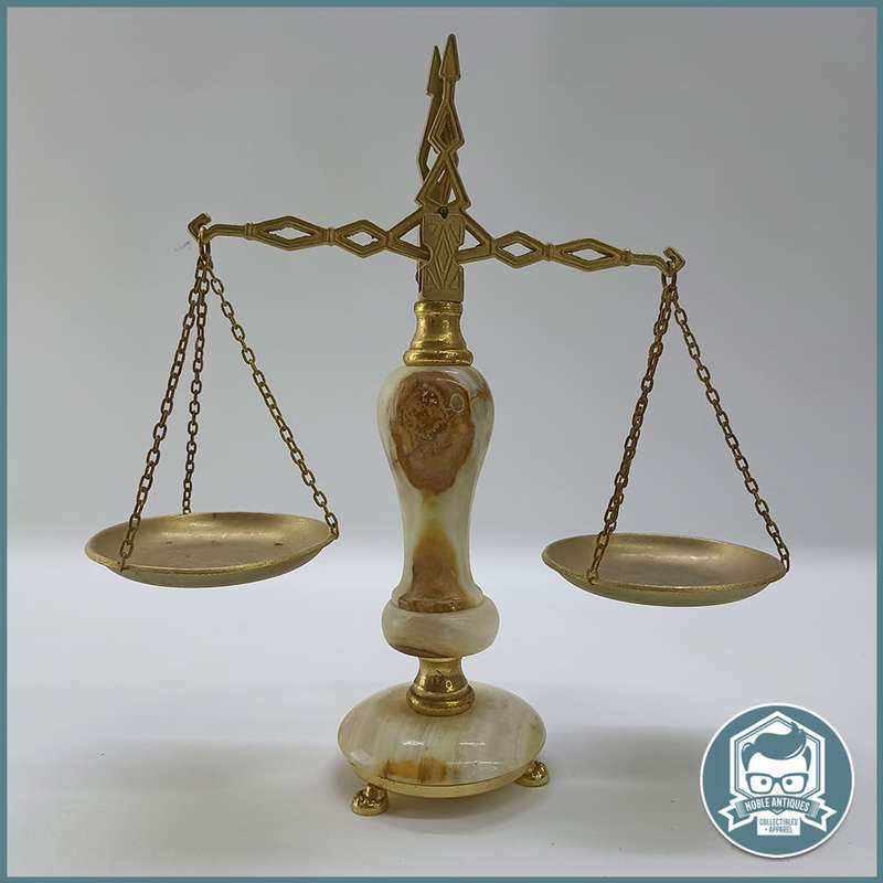 Vintage Italian Onix and Brass Footed Scale!!! 35cm
