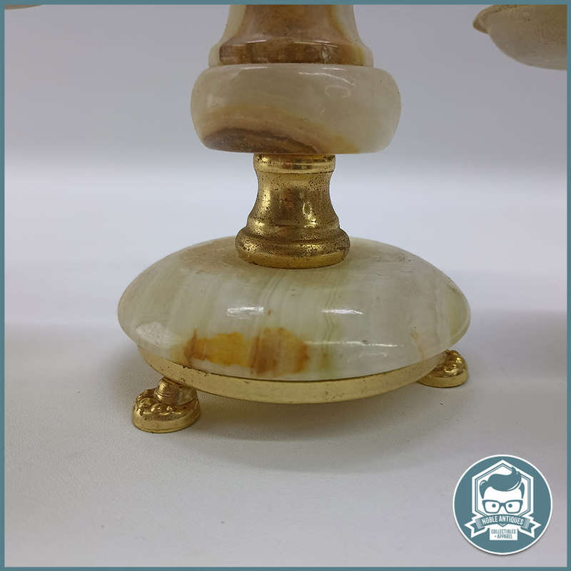 Vintage Italian Onix and Brass Footed Scale!!! 35cm