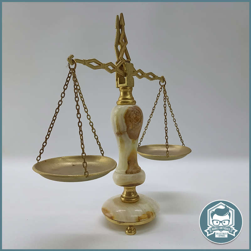 Vintage Italian Onix and Brass Footed Scale!!! 35cm
