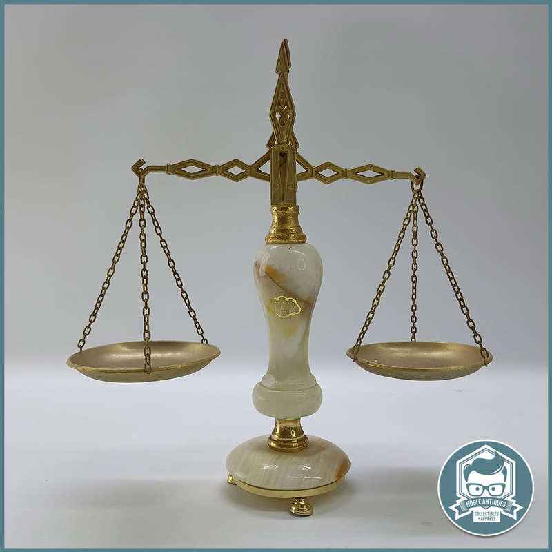 Vintage Italian Onix and Brass Footed Scale!!! 35cm