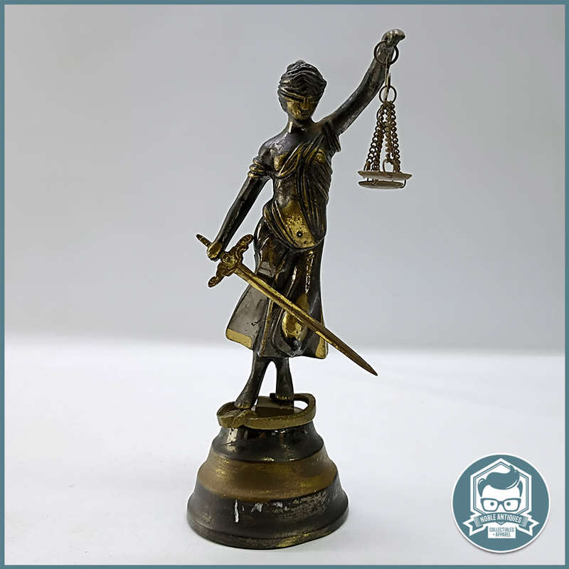 Vintage Cast Metal Lady Justice Figure on Metal Plinth!!!