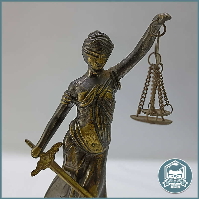 Vintage Cast Metal Lady Justice Figure on Metal Plinth!!!