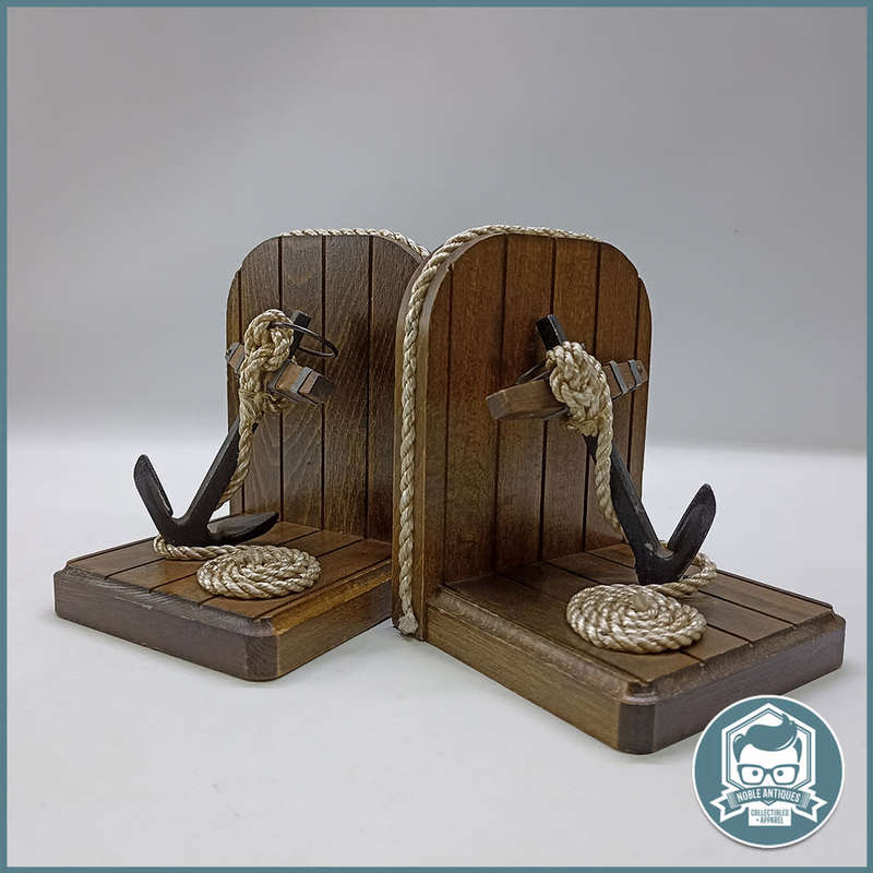 Vintage Maritime Anchor Wood and Metal Book Ends !!!