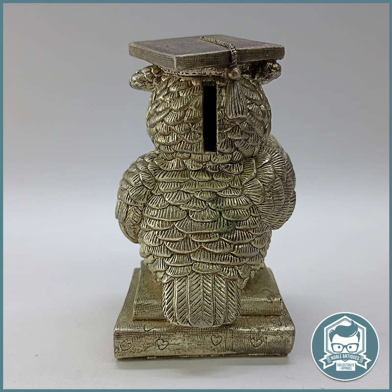 Collectible Vintage Metal Finish Owl Savings Bank!!