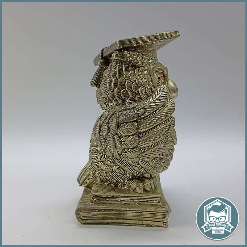 Collectible Vintage Metal Finish Owl Savings Bank!!