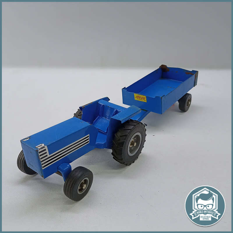 Vintage STRIKE Toy Pressed Metal Tractor and Bale Trailer!!