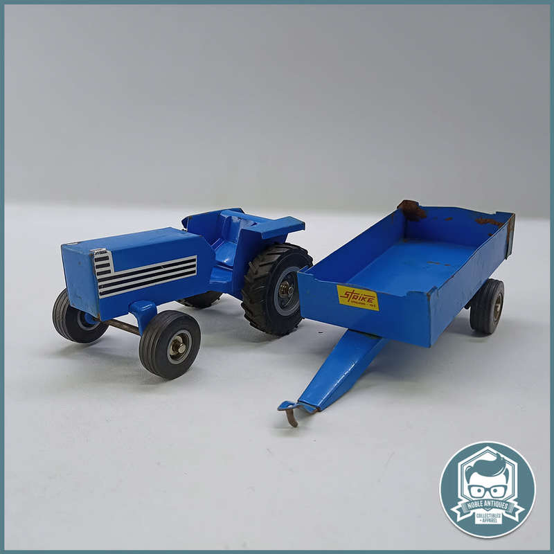 Vintage STRIKE Toy Pressed Metal Tractor and Bale Trailer!!