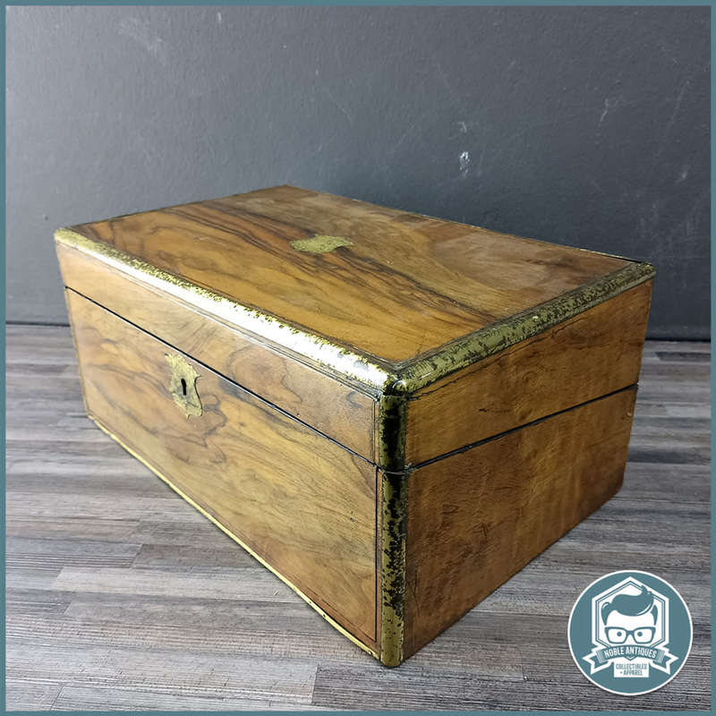 FANTASTIC!!! Antique Victorian Brass Bound Mahogany Writing Desk!!! 39cmx20cmx18cm