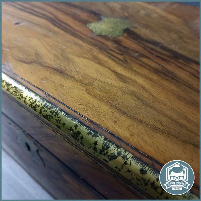 FANTASTIC!!! Antique Victorian Brass Bound Mahogany Writing Desk!!! 39cmx20cmx18cm