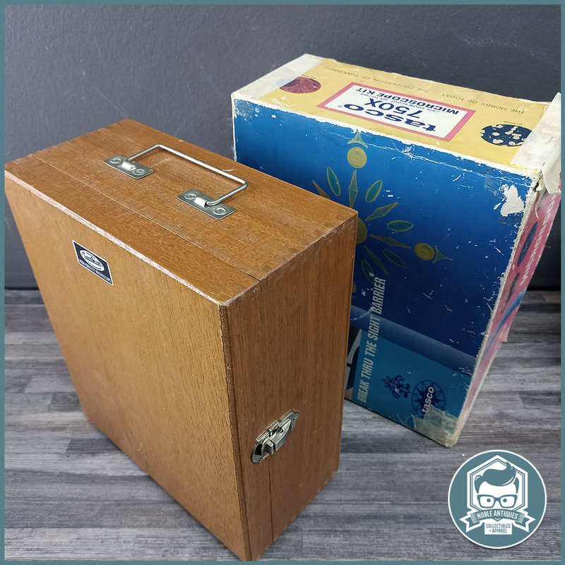 Vintage, Original Boxed A Wood Cased Tasco Deluxe Microscope Set with Accessories!!!