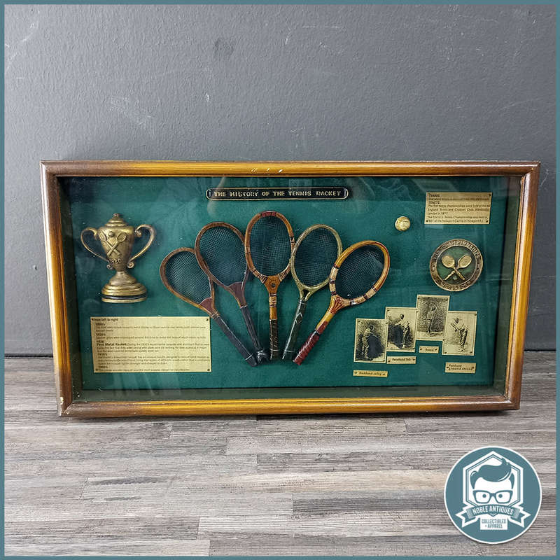 Large Deep Framed Wood Boxed The History of the Tennis racket Display!!!