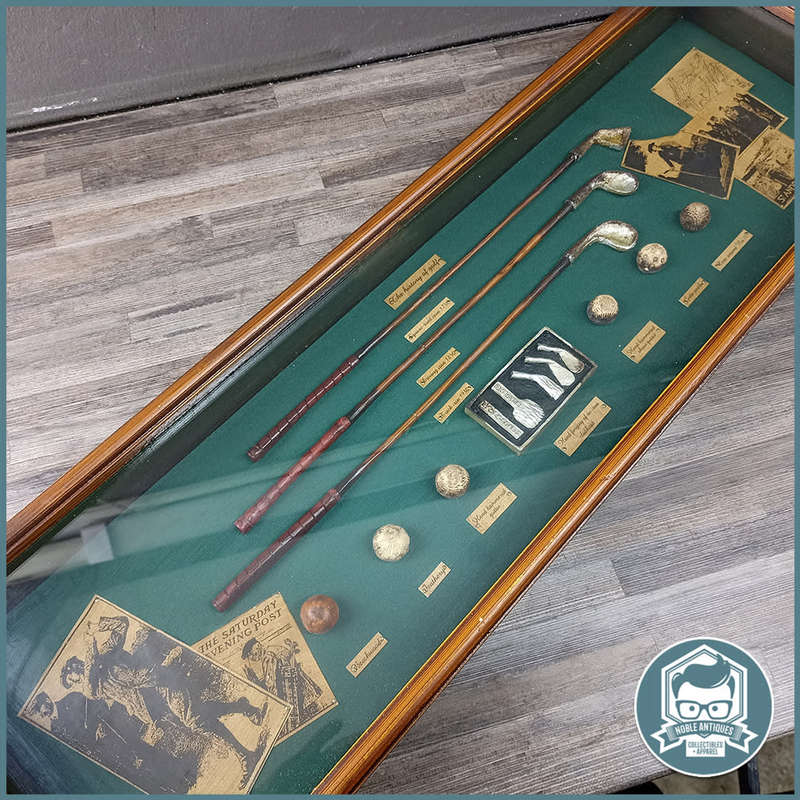 Large Deep Framed Wood Boxed The History of Golf Display!!!