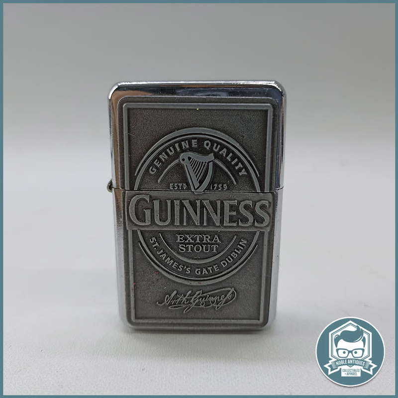 Original Guinness Wind-Proof Embossed Label Oil Lighter!!!