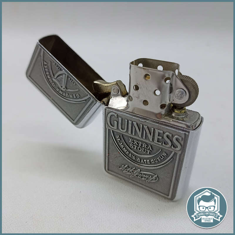 Original Guinness Wind-Proof Embossed Label Oil Lighter!!!