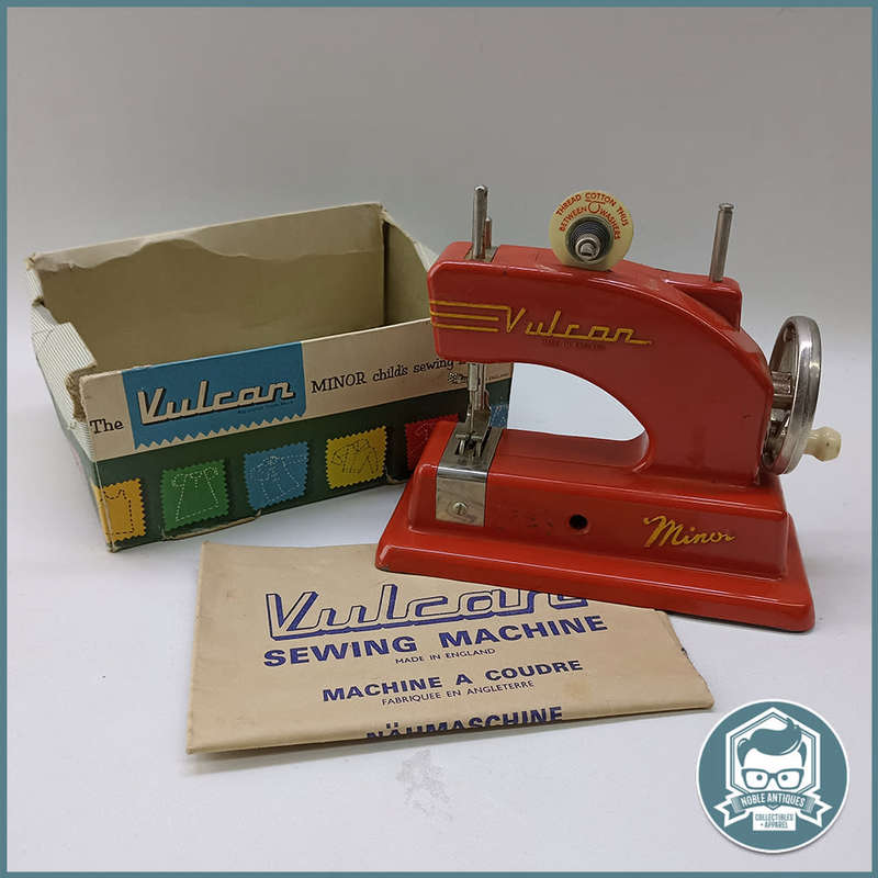 Vintage 1950`s Red  Vulcan Minor Toy Sewing Machine With Original Box!!!
