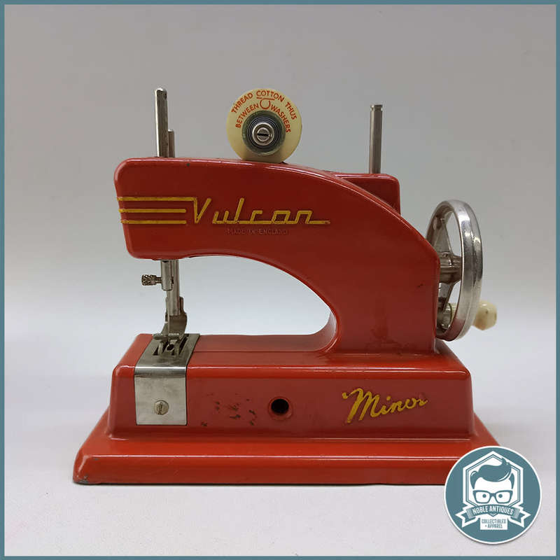 Vintage 1950`s Red  Vulcan Minor Toy Sewing Machine With Original Box!!!