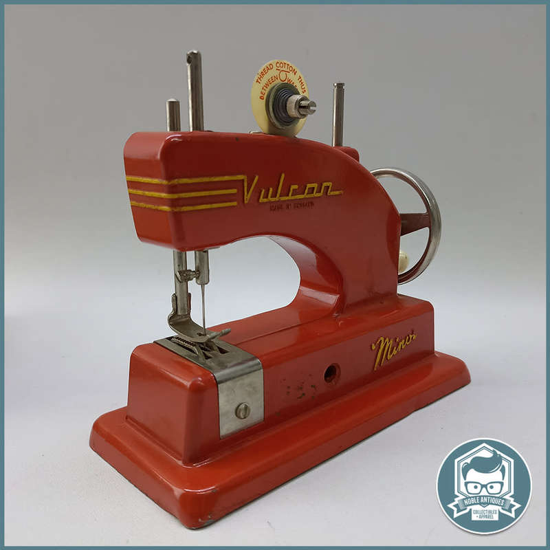 Vintage 1950`s Red  Vulcan Minor Toy Sewing Machine With Original Box!!!