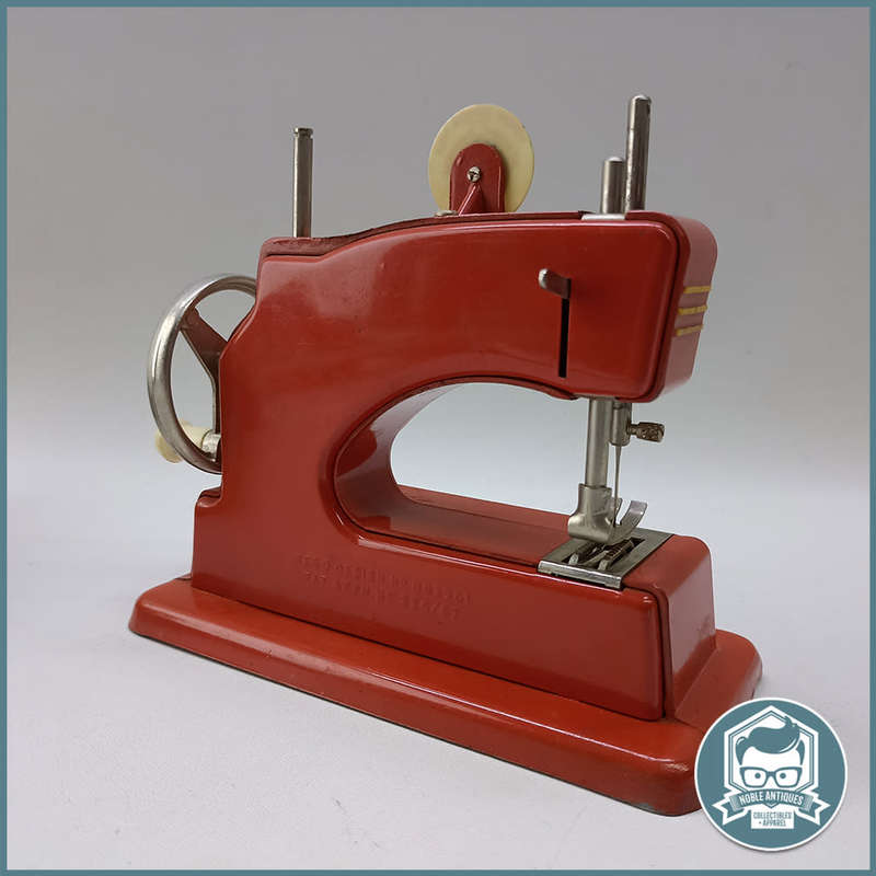 Vintage 1950`s Red  Vulcan Minor Toy Sewing Machine With Original Box!!!