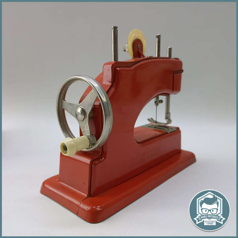 Vintage 1950`s Red  Vulcan Minor Toy Sewing Machine With Original Box!!!