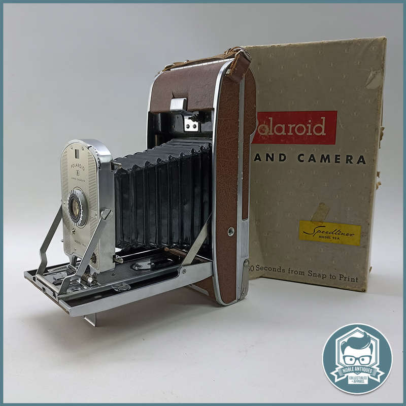 Large Original Vintage 1950`s Boxed Polaroid Model 95 First Speedliner Land Instant Film Camera!!!