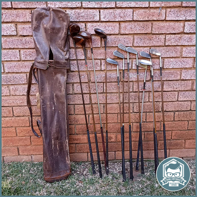 RARE!!! Original 1950's Leather Golf Bag and Clubs!!!
