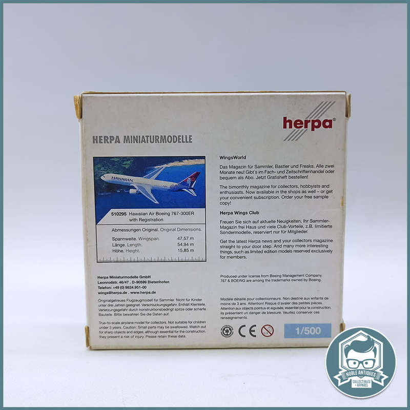 Herpa Hawaiian Advances Boeing 767 Diecast Metal - Original Box and Blister!!!
