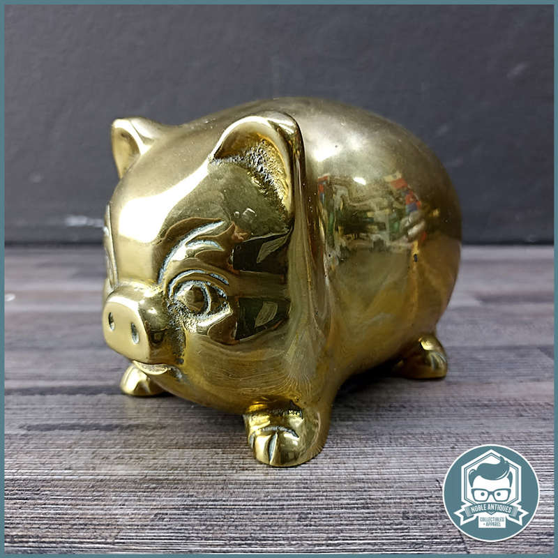 Vintage Brass Pig Piggy Coin Bank  !!!