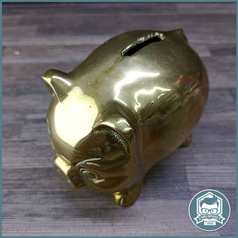 Vintage Brass Pig Piggy Coin Bank  !!!