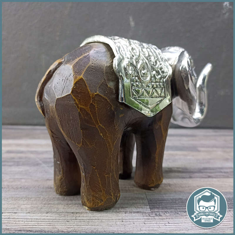 Cast Wood Material and Silver Metal Feng Shui Elephant!!!
